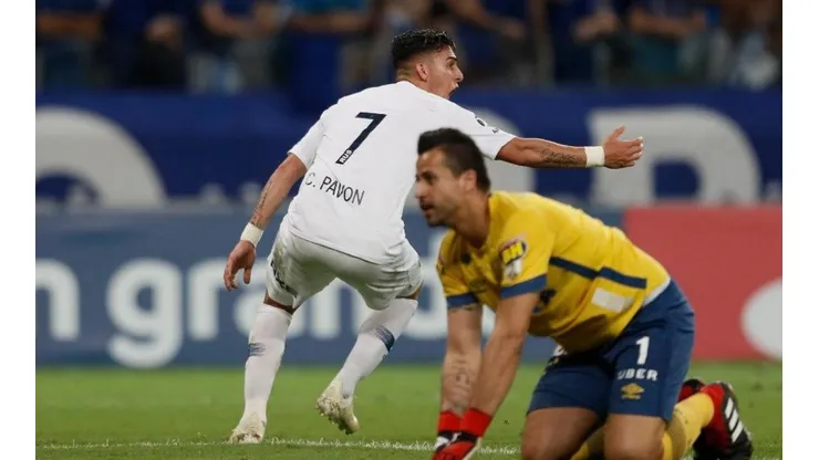 Foto de Pavon gritando el gol de Boca.
