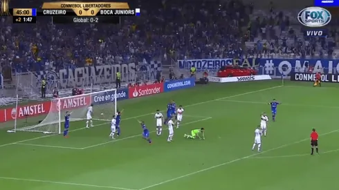 Foto captura de la jugada del final del primer tiempo.