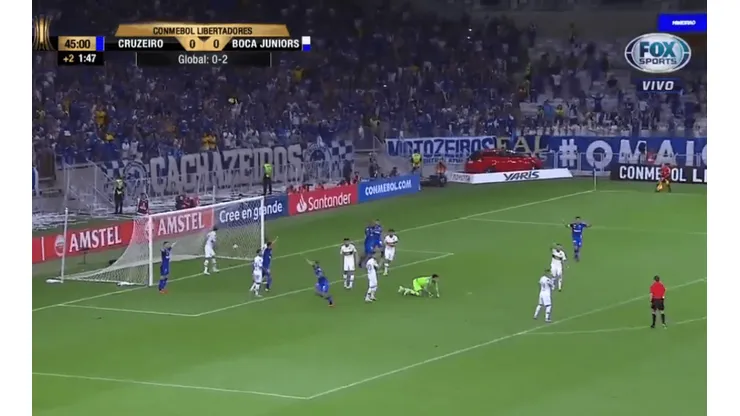 Foto captura de la jugada del final del primer tiempo.