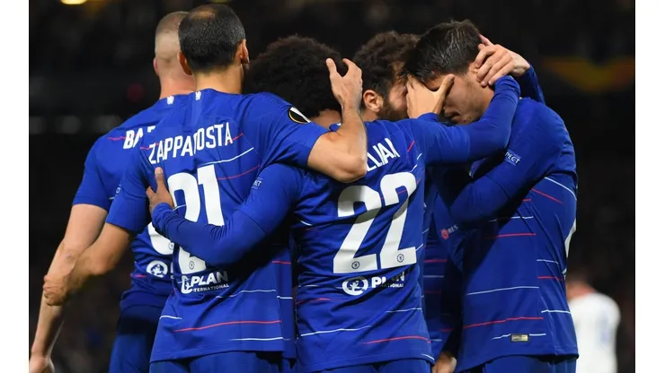 Foto de los jugadores de Chelsea celebrando el gol.