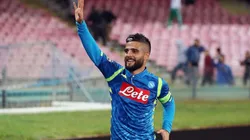 FESTEJA LORENZO. Insigne celebra ante el público local el 1-0 del Napoli ante Liverpool (Foto: Getty).