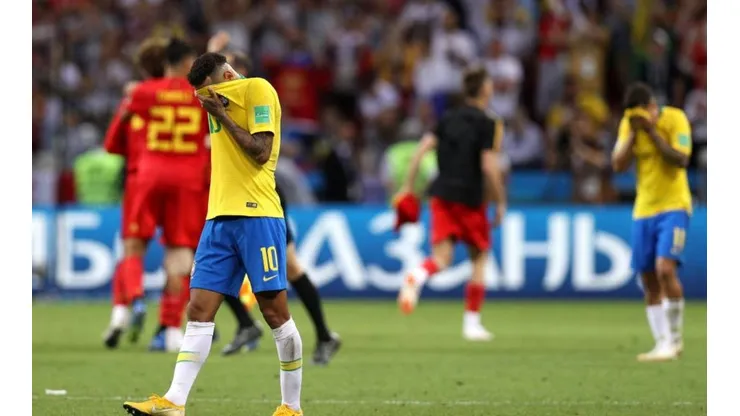 Neymar, triste tras la eliminación en Rusia.