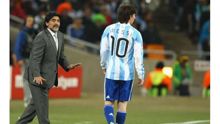 Maradona y Messi, juntos en la Selección Argentina.