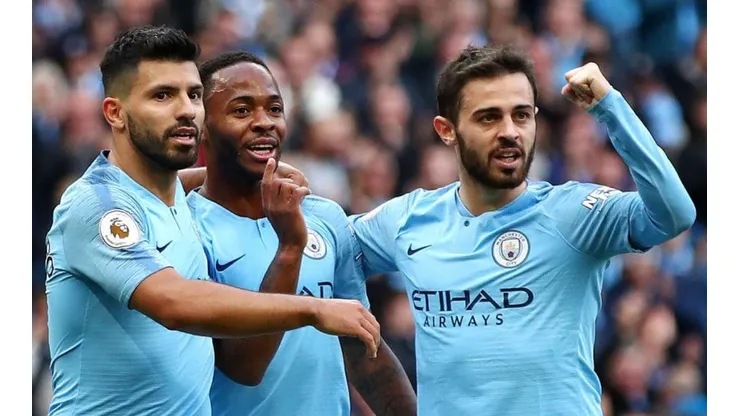 ¡Qué trio! Sterling, Silva y Agüero, juntos en el gol de este último.