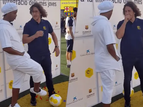 No se aguantó nada: Ronaldinho le metió un caño a Puyol ¡cuando éste le estaba hablando!