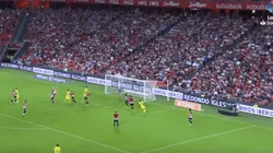 Siempre Funes Mori: córner para Villarreal y estampó un golazo de cabeza