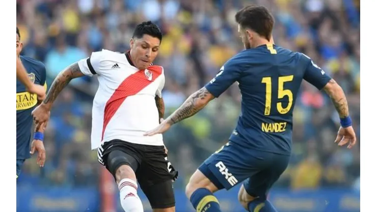 Enzo Pérez en el Superclásico.