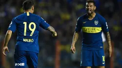 El cruce de Zárate y Cardona durante el partido.