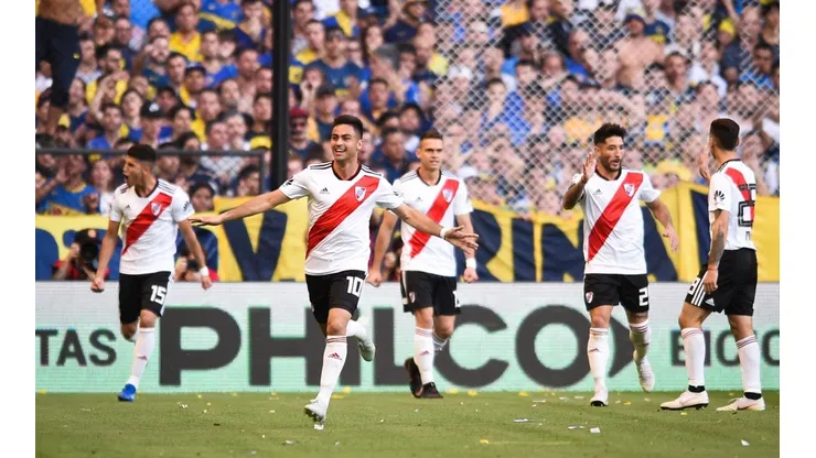 Foto de los jugadores de River celebrando en el Monumental.