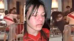 Video: hincha de River le pegó una trompada a una mujer en una confusa historia por una bandera