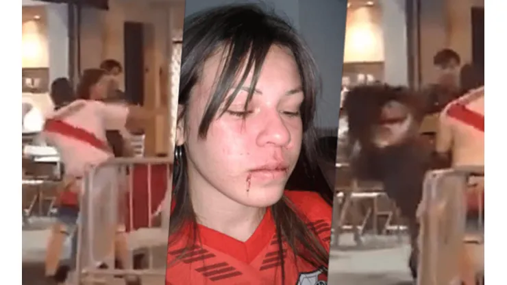 Video: hincha de River le pegó una trompada a una mujer en una confusa historia por una bandera