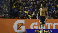 El ex-River gritando un gol en la Bombonera.