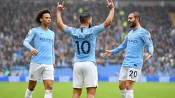 Foto de Sergio Agüero celebrando su gol.