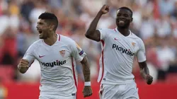 GOLAZO EVER. Banega festeja el 1-0 del Sevilla después de su golazo de tiro libre.