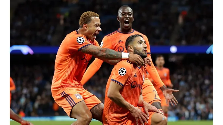 SORPRESA. Todo Olympique de Lyon celebra el 2-0 ante Manchester City (Foto: Getty).