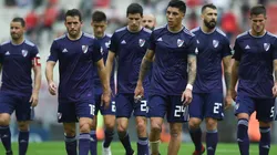 DE VIOLETA. Así salió el equipo de River el último sábado por la Superliga Argentina (Foto: Getty).