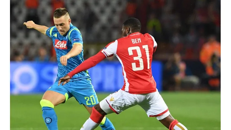 Foto del jugador de Napoli en el duelo de Champions.