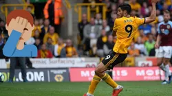 Antes del gol, Jiménez hizo un papelón con Wolverhampton