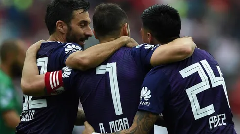 Foto de los jugadores de River celebrando el gol.
