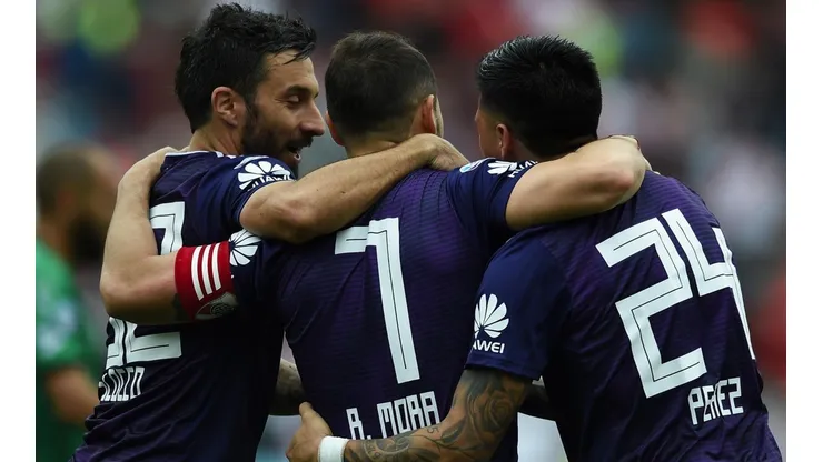 Foto de los jugadores de River celebrando el gol.