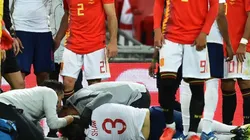 DURÍSIMO GOLPE. Shaw sufrió el codazo de Carvajal.