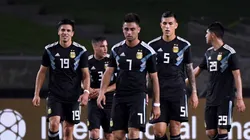 Foto de los jugadores de Argentina ante Guatemala.