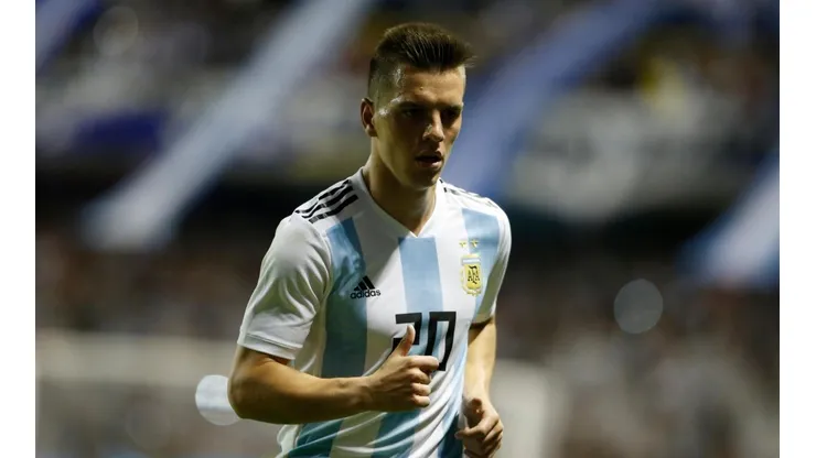ANTES DE RUSIA 2018. Giovani Lo Celso en La Bombonera durante la despedida de la Argentina (Foto: Getty).