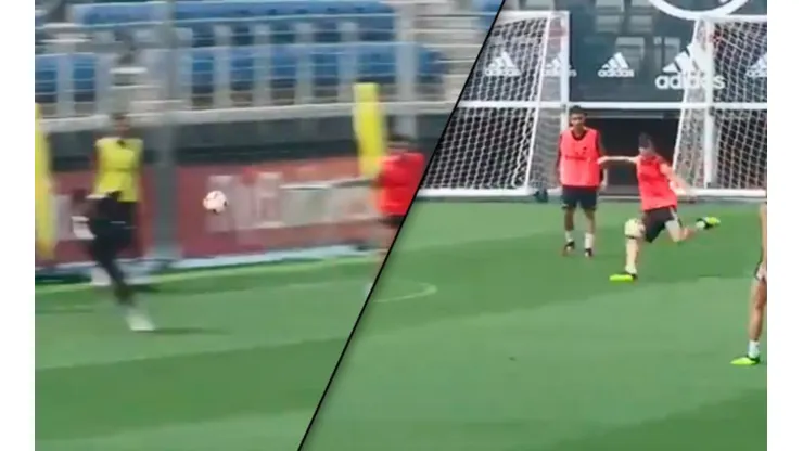 El atajadón de Courtois a Bale en el entrenamiento del Real Madrid