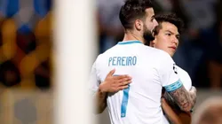 El festejo de Lozano tras su gol en Bielorrusia