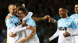 Lisandro López celebra la apertura del marcador.