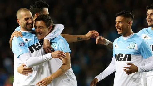 Lisandro López celebra la apertura del marcador.