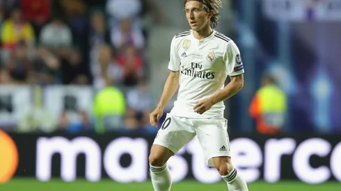 Modric en la Supercopa de Europa ante el Atlético Madrid