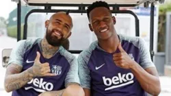 Arturo Vidal y Yerry Mina, juntos.
