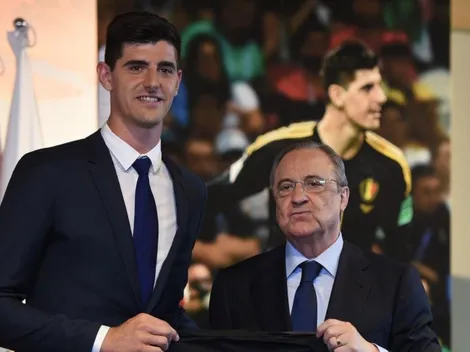 ¿Qué hace? Florentino posó con Courtois 'a lo Neymar' y le llovieron los memes