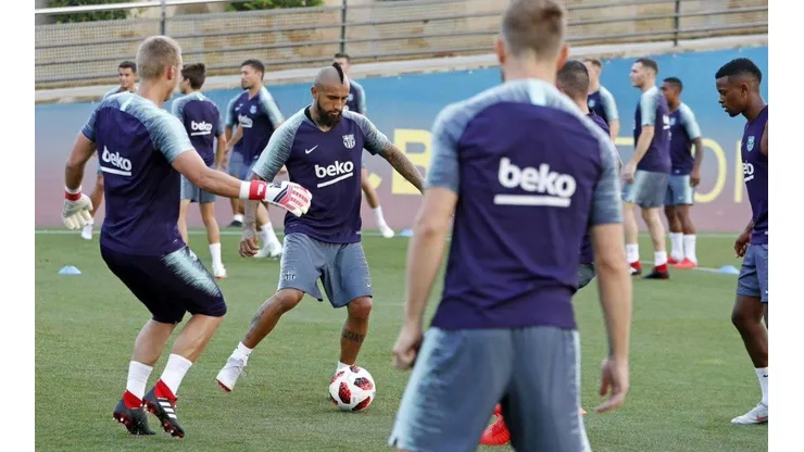 Foto de Arturo Vidal entrenando en Barcelona.