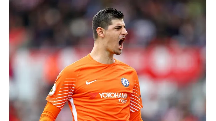 GRITO BELGA. Thibaut Courtois en uno de sus últimos partidos con Chelsea (Foto: Getty).
