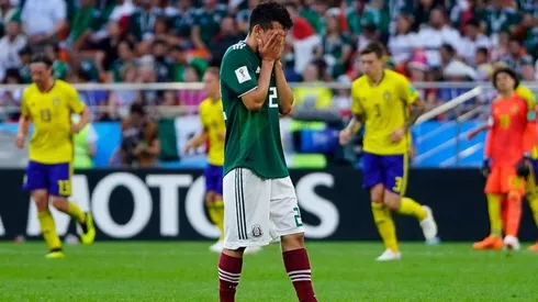 Lozano triste tras perder por 0-3 ante Suecia en el Mundial Rusia 2018.