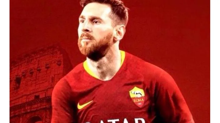 La cuenta de la Roma subió una foto de Lionel Messi con la camiseta del club