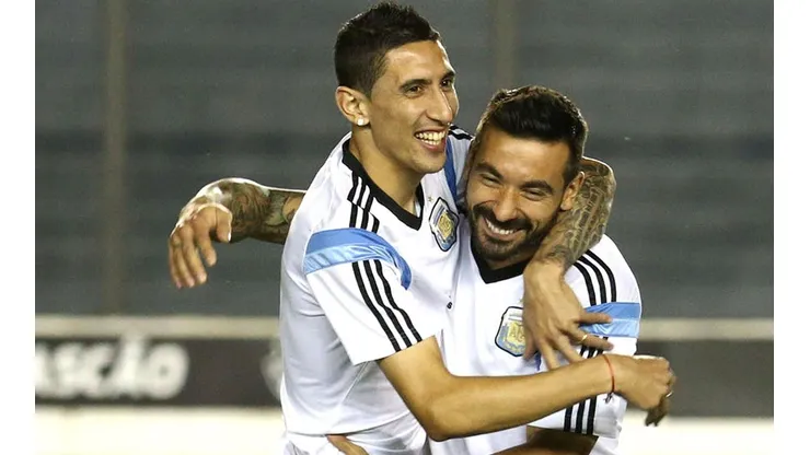 Ángel Di María y Ezequiel Lavezzi juntos.