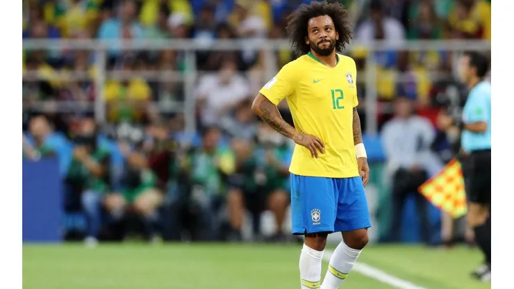Marcelo se lamenta por su lesión durante el Mundial.