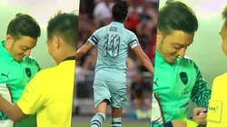 Foto de Ozil con el árbitro.