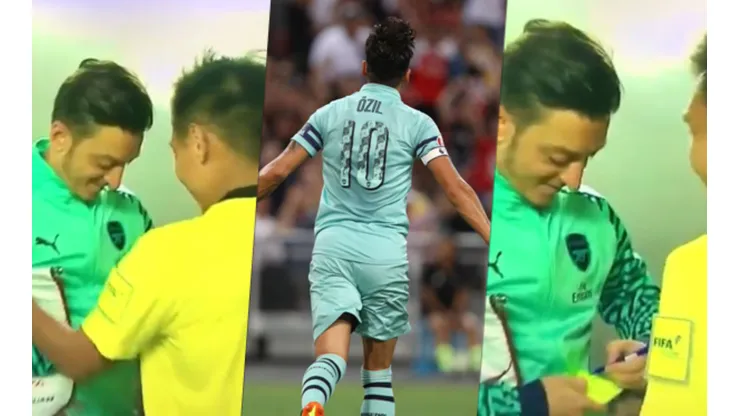 Foto de Ozil con el árbitro.