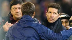 CONOCIDOS. Pochettino saluda al "Mono" Burgos y Simeone en la International Champions Cup 2016 (Foto: Getty).