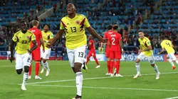 Yerry Mina se entrenó a la par del plantel de Deportivo Cali.