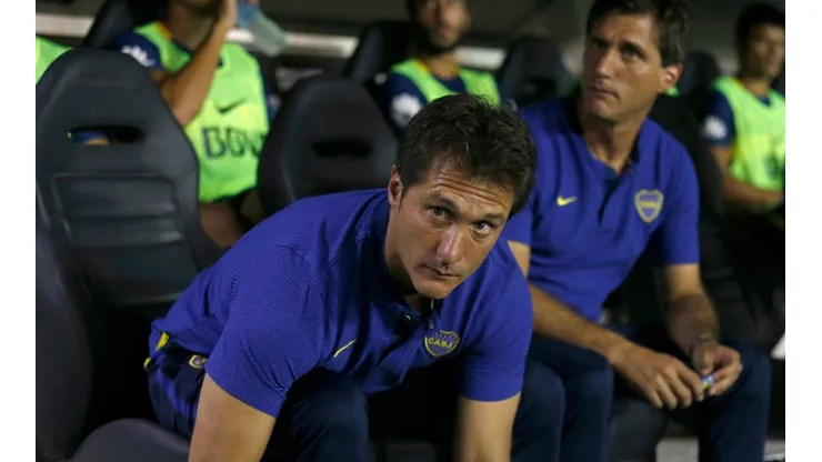 LOS MELLIZOS. Guillermo y Gustavo Barros Schelotto en el banco de Boca en el último campeonato (Foto: Getty).