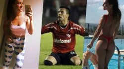 Foto del delantero de Independiente con las dos mujeres.