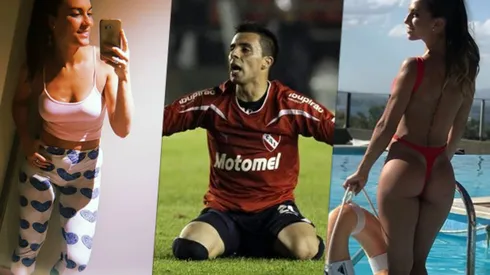 Foto del delantero de Independiente con las dos mujeres.