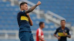 YA LA MANEJA. Mauro Zárate en el primer tiempo con Boca ante Independiente de Medellín.