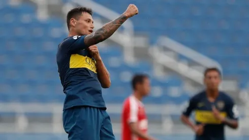 YA LA MANEJA. Mauro Zárate en el primer tiempo con Boca ante Independiente de Medellín.