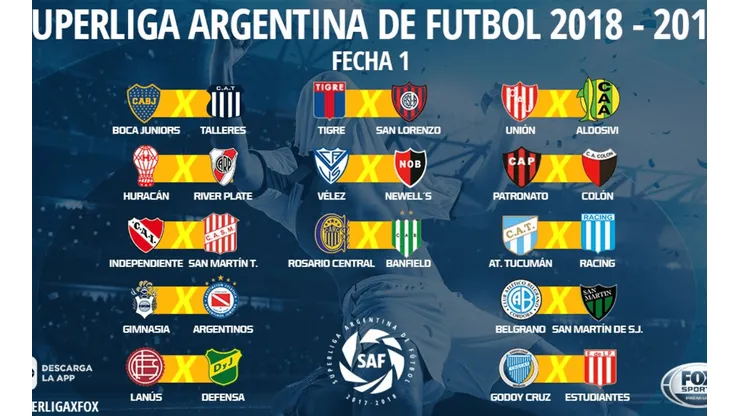 Fixture Superliga Argentina 2018/19: así quedaron todas las fechas